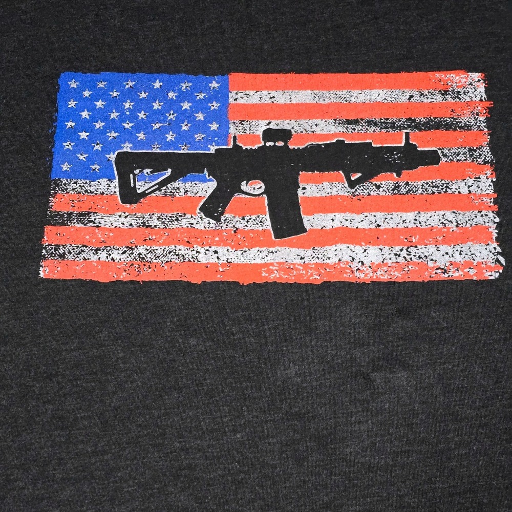 Black Rifle Coffee Mens AR-15 American Flag Graphic T-Shirt Charcoal L REPAIRED - Picture 4 of 9